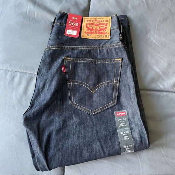 Levi’s Men 569 W 29 L 32 Loose Straight Dark Blue Wash Original NWT - Picture 8 of 14